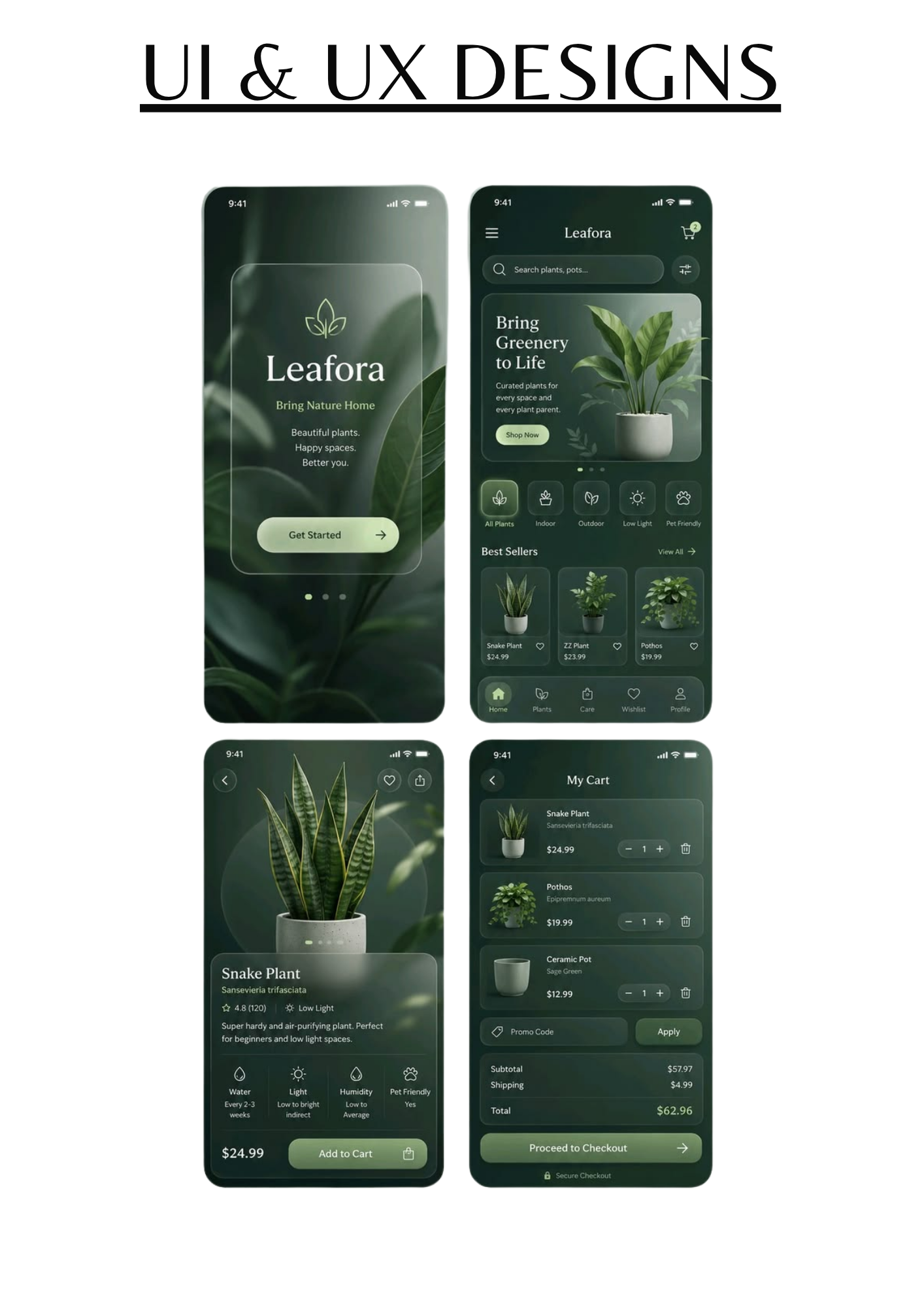 Leafora Botanical App UI/UX Design